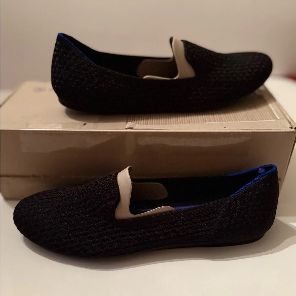 Rothy's Black Honeycomb Knit Slip-On Loafers New in Box Women’s 8